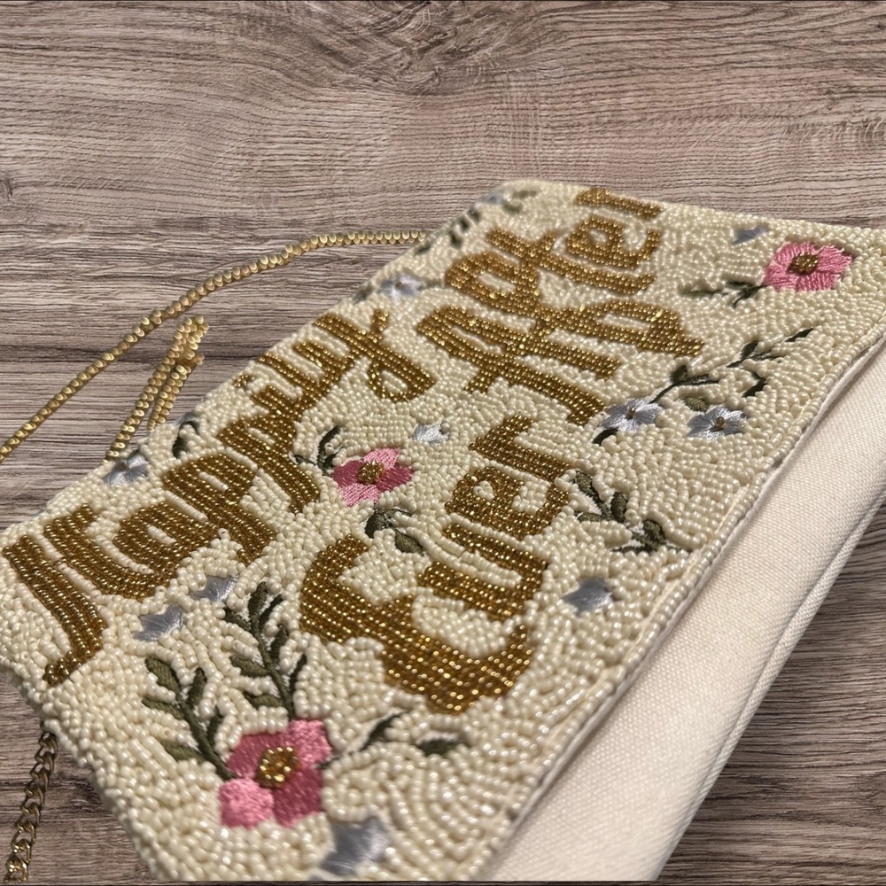 Gold chain beaded bridal handbag - Picture 2 of 2